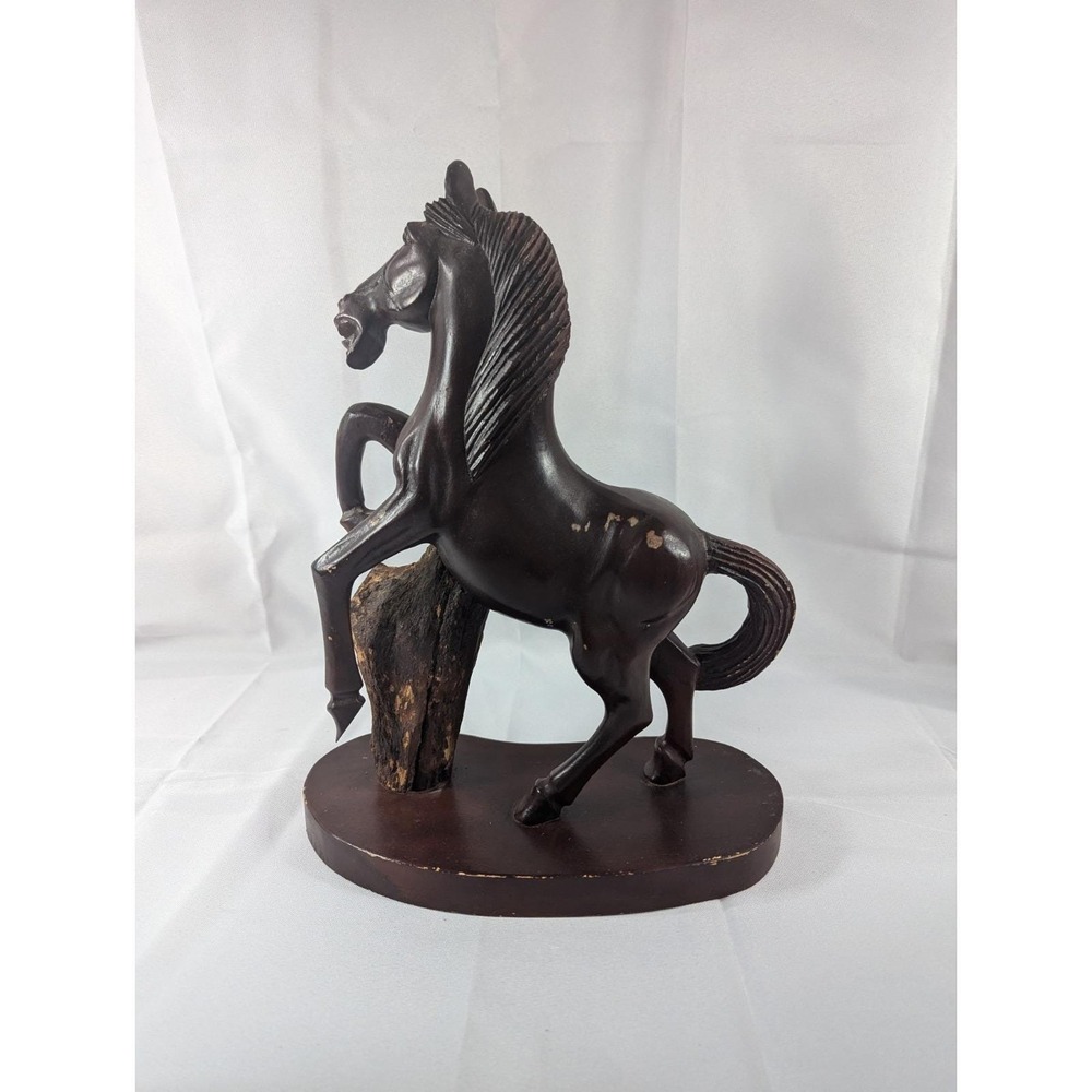 Vintage MCM Carved Wood Stallion Sculpture Art 60s 70s Horse Figure Decor - Picture 3 of 6